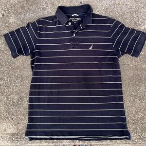 Vintage Nautica Men Small Polo Shirt Black White Logo Preppy Cape Cod Vibes